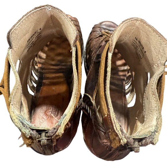 Freebird By Steven Wazee Leather Sandal Heel Booties Women's Size 8 Distressed - Picture 6 of 10